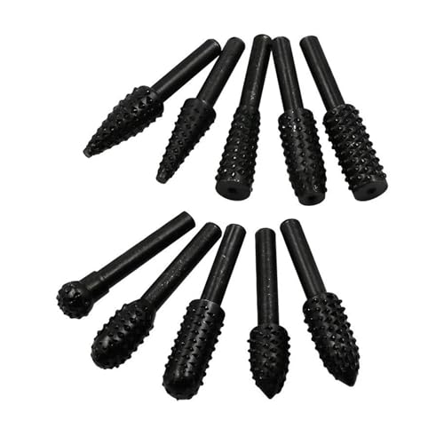 LZZYFPX 5PCS/10PCS 6mm Schaft Rotary Burr Set Holz Raspel Datei Bohrer Bits Rotary Raspel Set for holzbearbeitung Rotary Datei Schleifen Kopf Durable(10pcs Black) von LZZYFPX