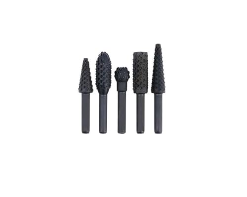 LZZYFPX 5PCS/10PCS 6mm Schaft Rotary Burr Set Holz Raspel Datei Bohrer Bits Rotary Raspel Set for holzbearbeitung Rotary Datei Schleifen Kopf Durable(5pcs Black) von LZZYFPX