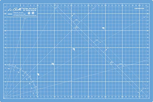 La Canilla ® - Selbstheilende Schneidematte A3 (45x30cm) Zentimeter und Zoll (beidseitig Bedruckt) 5 Schichten Recycling-PVC für Nähen, Basteln und Patchworken - Professionell Cutting Mat (Blau) von La Canilla