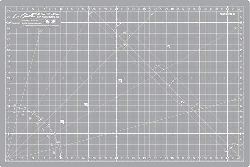 La Canilla ® - Selbstheilende Schneidematte A3 (45x30cm) Zentimeter und Zoll (beidseitig Bedruckt) 5 Schichten Recycling-PVC für Nähen, Basteln und Patchworken - Professionell Cutting Mat (Grau) von La Canilla