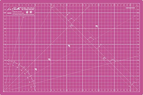 La Canilla ® - Selbstheilende Schneidematte A3 (45x30cm) Zentimeter und Zoll (beidseitig Bedruckt) 5 Schichten Recycling-PVC für Nähen, Basteln und Patchworken - Professionell Cutting Mat (Rosa) von La Canilla