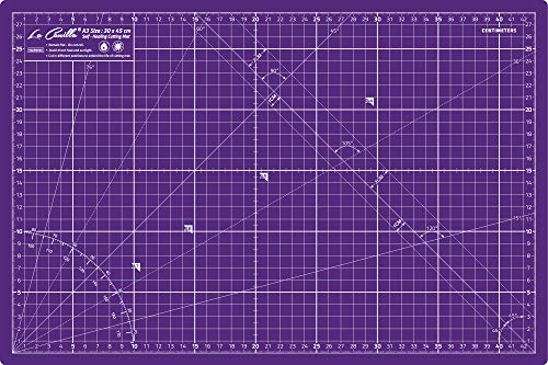 La Canilla ® - Selbstheilende Schneidematte A3 (45x30cm) Zentimeter und Zoll (beidseitig Bedruckt) 5 Schichten Recycling-PVC für Nähen, Basteln und Patchworken - Professionell Cutting Mat (Violett) von La Canilla