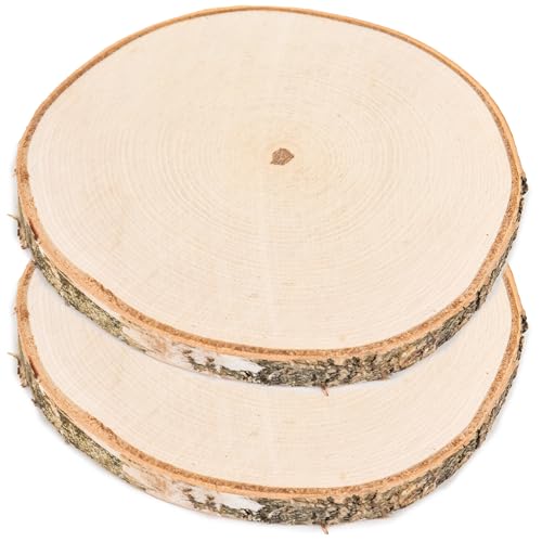 Holzscheiben 20-25 cm Runde Holzplatte Kiefernholz, Polierte Baumscheibe für DIY, Basteln und Hochzeitsdeko, Natur Holz Log Scheiben ca. 20 mm Dick - Robuster Untersetzer (2) von La Home by Chris