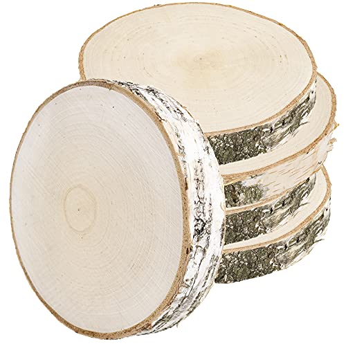5 Stück Holzscheiben, Runde Holzplatte 17-20 cm Durchmesser, ca. 25 mm Dick, Kiefernholz, Polierte Baumscheiben für DIY, Basteln und Hochzeitsdeko, Natur Holz Log Scheiben von La Manuli