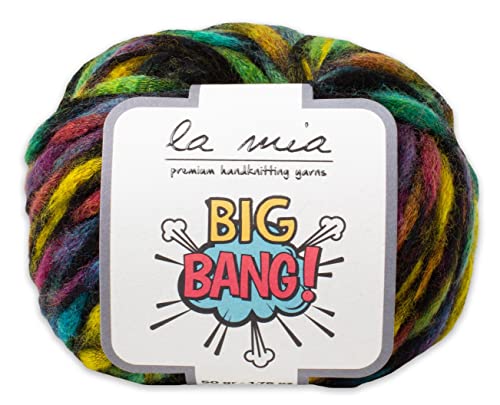 1 Knäuel La Mia Big Bang buntes Garn, 13 % Wolle, 54 % Acryl, 33 % Polyamid, 50 g/136 Yrds (125 m), Kammgarn, bunt gelb LBB07 von La Mia