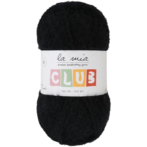 La Mia Club 1 Knäuel Garn, 100 % exklusives Polyamid, 100 g, Schwarz – 606 von La Mia