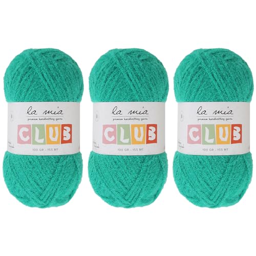 La Mia Club 3 Knäuel Garn, 100 % exklusives Polyamid, 100 g, Grün – 614 von La Mia