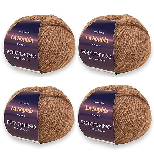 La Sophia Wolle |100% Kaschmir Portofino - 100g set (4x25g) Kaschmir Wolle zum Stricken oder Häkeln Nädelstärke:3-4,5mm (PF2430 Beige) von La Sophia WOLLE