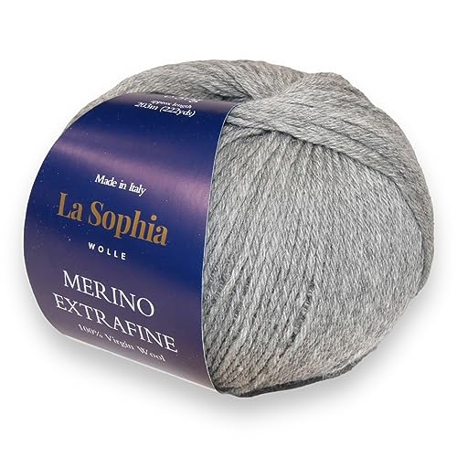 La Sophia Wolle | 100% Merino Extrafine | 50g Merino Wolle zum Stricken oder Häkeln (ME29867 Grau) von La Sophia WOLLE