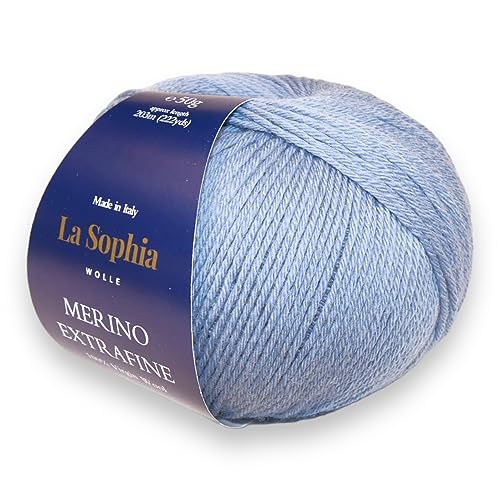 La Sophia Wolle | 100% Merino Extrafine | 50g Merino Wolle zum Stricken oder Häkeln (ME81122 Graublau) von La Sophia WOLLE
