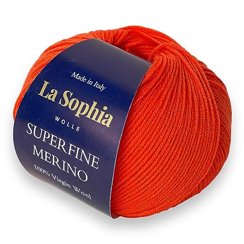 La Sophia Wolle |100% Merino Superfine (17 Mikrometer) |50g Merino Wolle zum Stricken oder Häkeln (SM6837 Orange) von La Sophia WOLLE