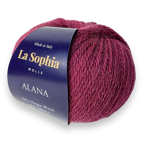 La Sophia Wolle | Alpaka mit Merino Mischung | 50g Alpaka Wolle zum Stricken oder Häkeln (AA7061 Weinrot) von La Sophia WOLLE