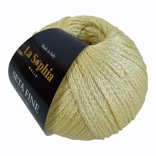 La Sophia Wolle | Seta Fine 100% Seide Silk| 50g Seide zum Stricken oder Häkeln (3,5-4,5mm Nadelstärke) (SFF0100 Hellgelb) von La Sophia WOLLE