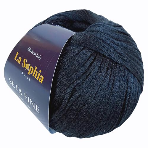 La Sophia Wolle | Seta Fine 100% Seide Silk| 50g Seide zum Stricken oder Häkeln (3,5-4,5mm Nadelstärke) (SFF0148 Dunkelblau) von La Sophia WOLLE