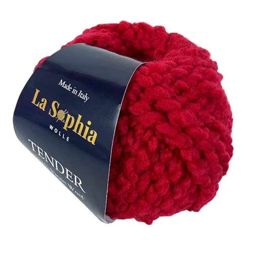 La Sophia Wolle |Tender Garn 100% Schurwolle| 50g Schurwolle zum Stricken oder Häkeln (TF0004 Rot) von La Sophia WOLLE