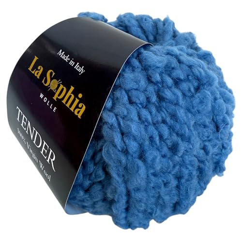 La Sophia Wolle |Tender Garn 100% Schurwolle| 50g Schurwolle zum Stricken oder Häkeln (TF2754 Blau) von La Sophia WOLLE