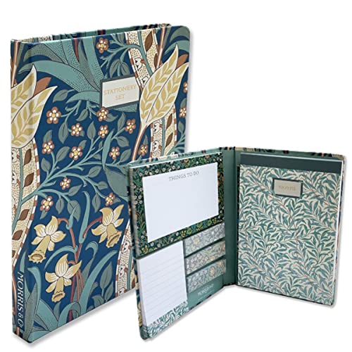 GBCC William Morris Haftnotizmappe – inklusive Notizblock, Haftnotizen und Bleistift – wunderschönes Blumendesign, mehrfarbig von LaCyan