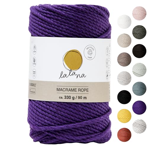 Lalana | 100% Recycled | Makramee Garn Rope | große Farbauswahl | 2 mm 3 mm 5 mm | Knüpfgarn | Häkeln & Stricken & Weben | DIY | Violett | 3 mm | 90 m von LaLaNa