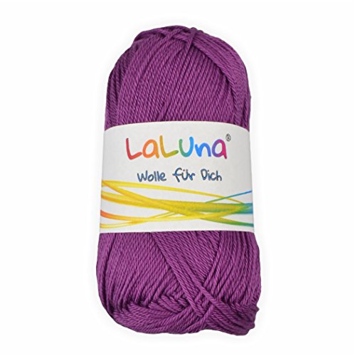 Basic Wolle lila 100% Baumwolle 50g - 125m, Strick und Häkelgarn der Marke LaLuna® von Creleo