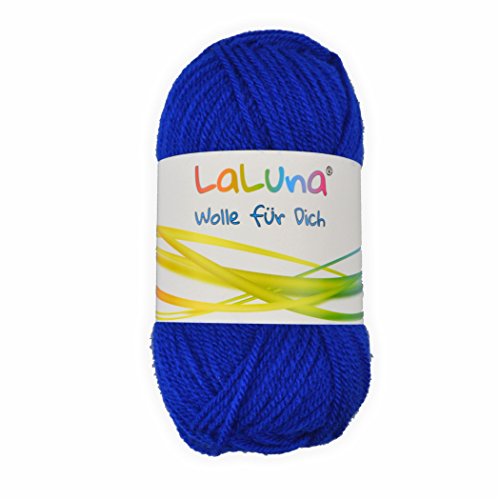Uni Wolle blau 100% Polyacryl Wolle 50g - 135m, Garn zum Stricken & Häkeln, Marke: LaLuna® von Creleo