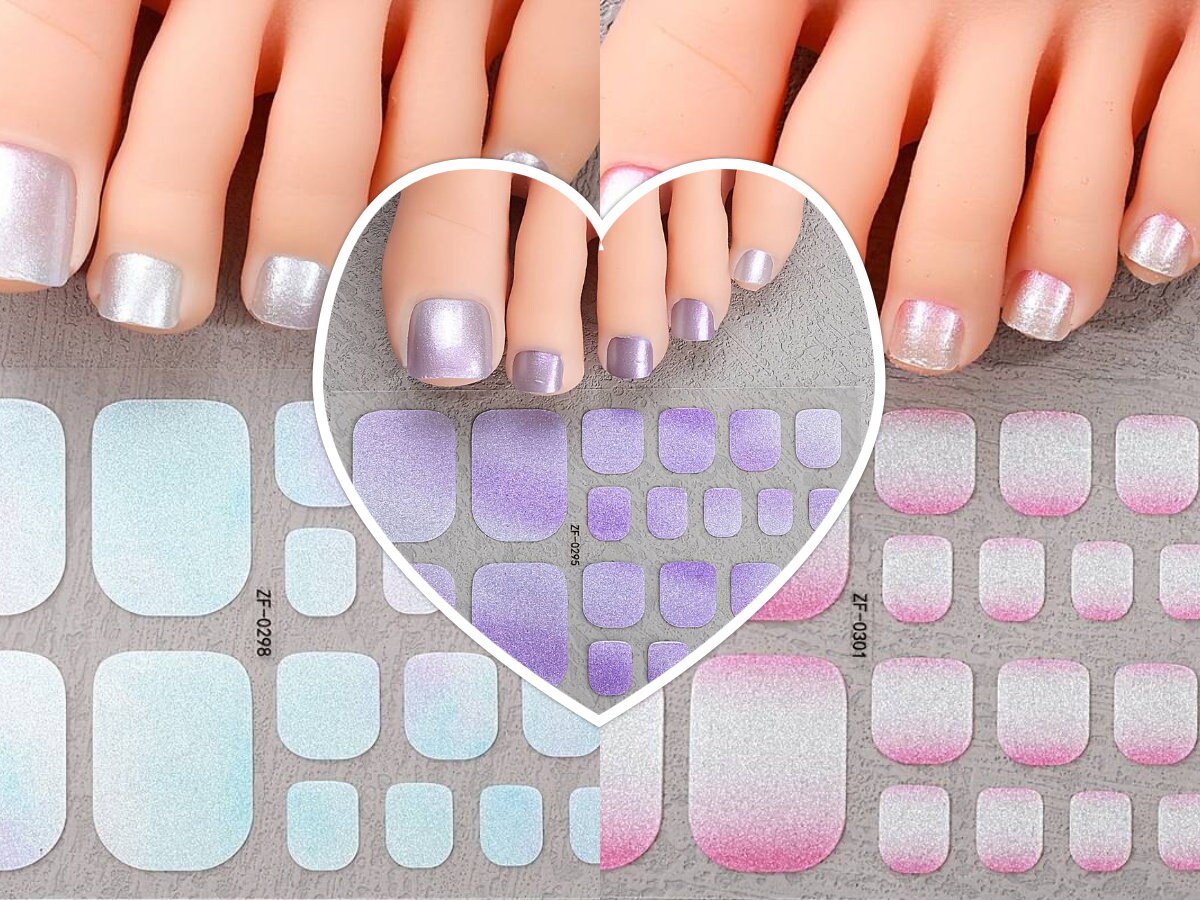 Nagelfolie Selbstklebend Für Zehennägel Full Cover Nagelsticker Aufkleber Pediküre Wrap Nagelaufkleber Ohne Lampe Glitzer Farbverlauf Diy von LaPerlaDiSaWi