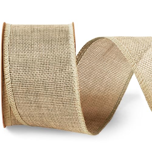 LaRibbons Juteband mit Draht, 6,3 cm x 12 m, natürliches Jute-Stoffband für Frühling, Ostern, Kranz, Schleifen, Geschenkverpackungen, Baum, Outdoor-Dekoration von LaRibbons