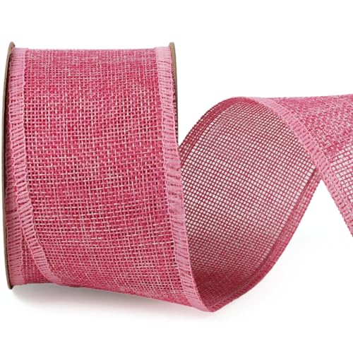 LaRibbons Juteband mit Draht, 6,3 cm x 12 m, rosa Jute-Stoffband für Frühling, Ostern, Kranz, Schleifen, Geschenkverpackungen, Outdoor-Dekoration von LaRibbons