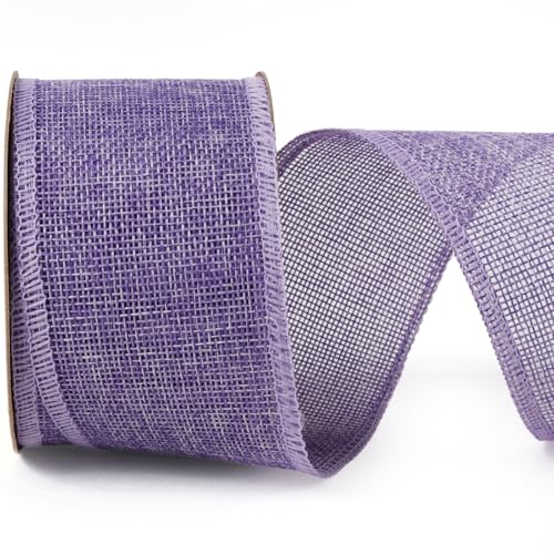 LaRibbons Juteband mit Draht, 6,3 cm x 12 m, violettes Jute-Stoffband für Frühling, Ostern, Kranz, Schleifen, Geschenkverpackungen, Outdoor-Dekoration von LaRibbons