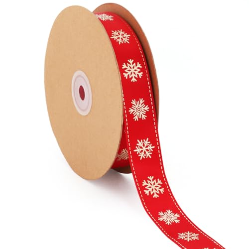 LaRibbons Weihnachts-Satinband zum Verpacken von Geschenken, 2,5 cm x 50 m, Haarschleife, Clips, DIY, Basteln, Dekoration, Rot von LaRibbons