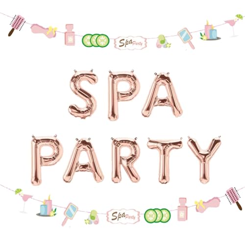 LaVenty Spa Party Ballons Spa Party Dekoration Pyjama Party Ballon Spa Party Banner Sleepover Party Mädchen Mitgebsel Mädchen Partytüten Spa Geburtstag Gastgeschenke von LaVenty