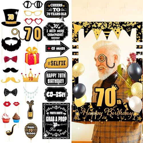 LaVenty 70 Geburtstag Fotorahmen 70 Photo Booth Rahmen 70 Geburtstag Photo Booth Requisiten 70 Geburtstagsgeschenke für Frauen oder Männer 70 Party Photo Booth Requisiten Geburtstag Party Dekorationen von LaVenty