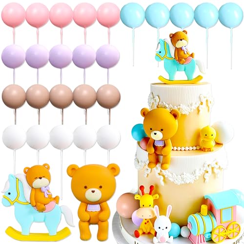 LaVenty Bär Kuchen Dekoration Bär Tortendeko Kugeln Gender Reveal Party Deko für Junge oder Mädchen Tortendeko Teddybär Kuchen Dekoration Teddybär Tortendeko Geburtstag von LaVenty