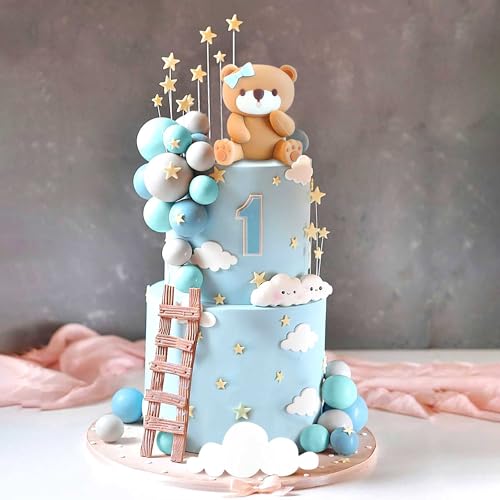 LaVenty Blauer Bär Tortendeko Baby Bär Baby Shower Cake Topper Bären Tortendeko Baby Shower Geburtstag Kuchen Dekoration von LaVenty