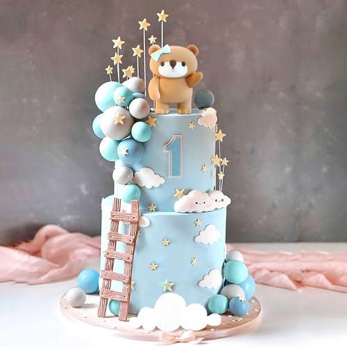 LaVenty Blauer Bär Tortendeko Baby Bär Baby Shower Cake Topper Bären Tortendeko Baby Shower Geburtstag Kuchen Dekoration von LaVenty