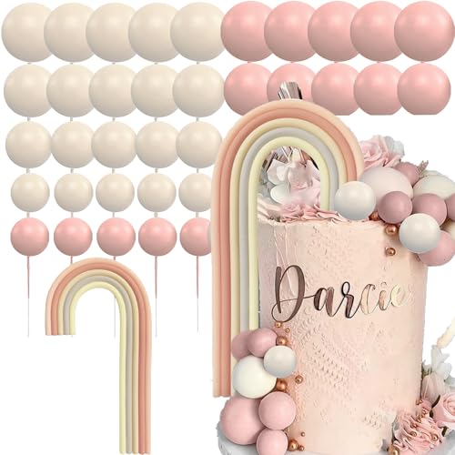 LaVenty Boho Regenbogen Kuchendekoration Nackte Kugeln Kuchendekoration Beige Kugeln Kuchendekoration Champagner Kuchendekoration BabyShower Geburtstag Kuchendekoration von LaVenty