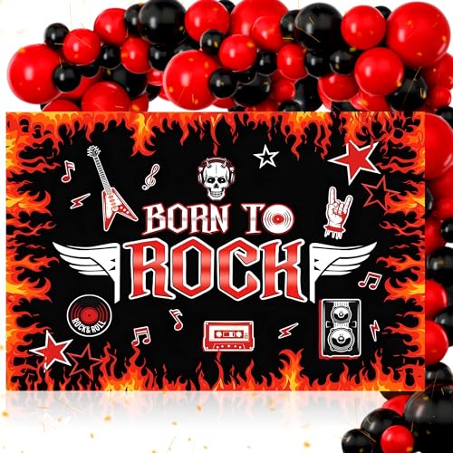 LaVenty Gitarre Rock And Roll Deko Wack A Balloon Party Rock Musiknoten Deko Happy Birthday Folienballon Gitarre Kinder Musiknoten Folienballons für Geburtstag Rock Themed Party Supplies von LaVenty