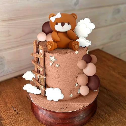 LaVenty Braunbär Tortendeko Beige Braun Kugeln Cake Topper Boho Bären Kuchen Tortendeko Baby Shower Geburtstag Tortendeko von LaVenty