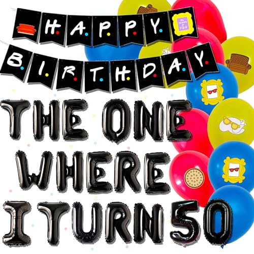 LaVenty Friends Merch Friends Merchandise Friends Fanartikel Friends Merchandise Freunde Thema Geburtstag Dekoration Fuuny 50th Geburtstag Dekoration Ballons (Schwarz 1) von LaVenty