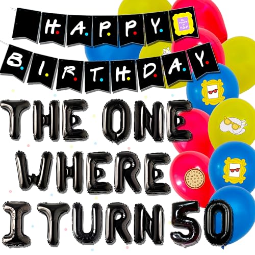 LaVenty Friends Merch Friends Merchandise Friends Fanartikel Friends Merchandise Freunde Thema Geburtstag Dekoration Fuuny 50th Geburtstag Dekoration Ballons (Schwarz 1) von LaVenty