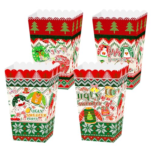 LaVenty Weihnachtstüten 12 Stück Weihnachtstüten Papiertüten Weihnachtstüten Geschenktüten Set Weihnachten Geschenktüten für Süßigkeiten Plätzchen Geschenke Weihnachts Popcorn Boxen von LaVenty