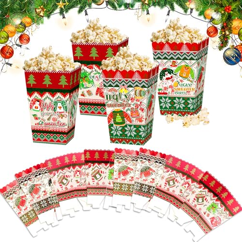 LaVenty Weihnachtstüten 12 Stück Weihnachtstüten Papiertüten Weihnachtstüten Geschenktüten Set Weihnachten Geschenktüten für Süßigkeiten Plätzchen Geschenke Weihnachts Popcorn Boxen von LaVenty