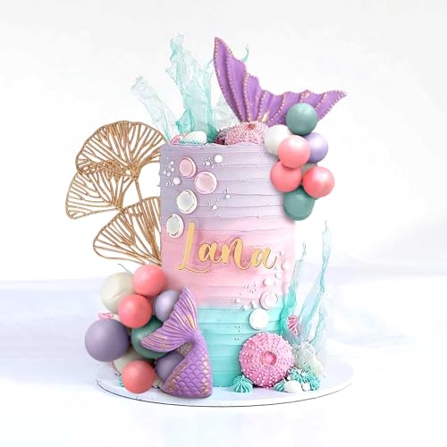 LaVenty Lila Meerjungfrau Schwanz Kuchen Topper Unter dem Meer Kuchen Dekoration Kugeln Kuchen Topper Meerjungfrau Schwanz Kuchen Topper Meerjungfrau Party Supplies von LaVenty