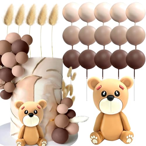 LaVenty Luxuriöse braune Babyparty-Kuchendekoration, Teddybär-Kuchenaufsatz, Geschlechtsoffenbarung, Kuchendekoration, Bär, Babyparty, Partyzubehör, Teddybär-Dekoration von LaVenty