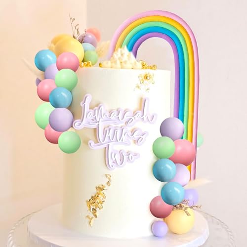 LaVenty Makrone Regenbogenkugel Tortenaufleger Bunte Regenbogen Kuchen Topper Pastell Farbe Kugeln Cupcake Toppers für Geburtstag BabyDusche Hochzeit Party von LaVenty