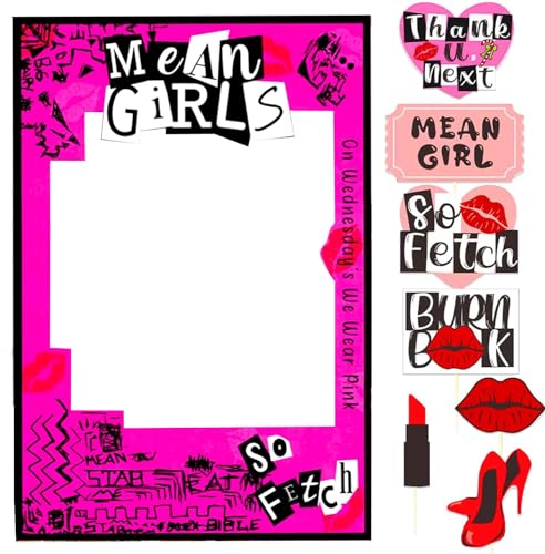 LaVenty Mean Girls Party Photo Booth Props Frame Mean Girls Party Decoration Y2k Birthday Party Decorations Hot Pink Girl Birthday Party Supplies von LaVenty