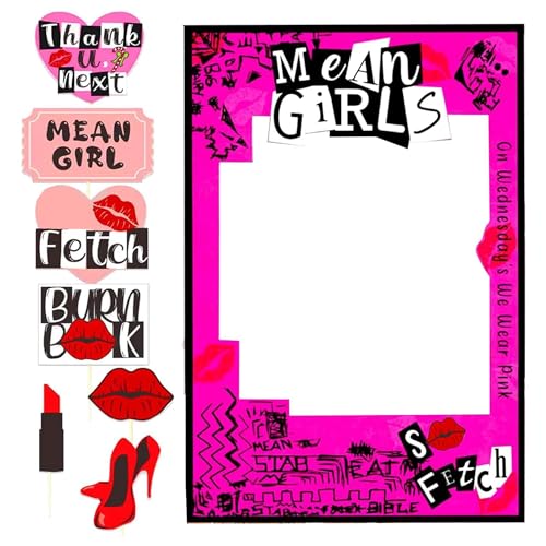 LaVenty Pink Mean Girls Party Photo Booth Props Frame - Fotokabinenrahmen aus Pappe - Party-Dekoration für Mädchen - Film-Motiv - Y2k Geburtstagsparty Dekorationen von LaVenty