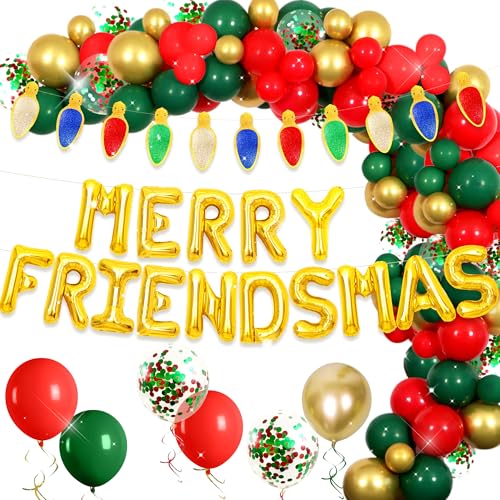 LaVenty Merry Friendsmas Banner Luftballons Fröhliche Friendsmas Party Dekorationen Freunde Thematische Weihnachtsparty Girlande Wimpel Dekorationen Zubehör von LaVenty