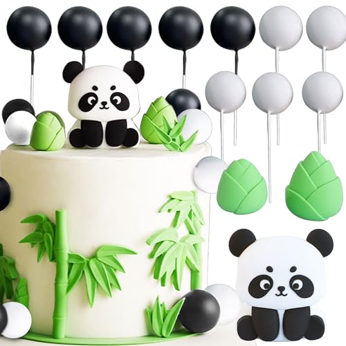 LaVenty Panda Kuchen Deko Pandabär Geburtstag Party Dekoration für Jungen Mädchen Geschenk Pandabär Tortendeko (schwarz und weiß) von LaVenty
