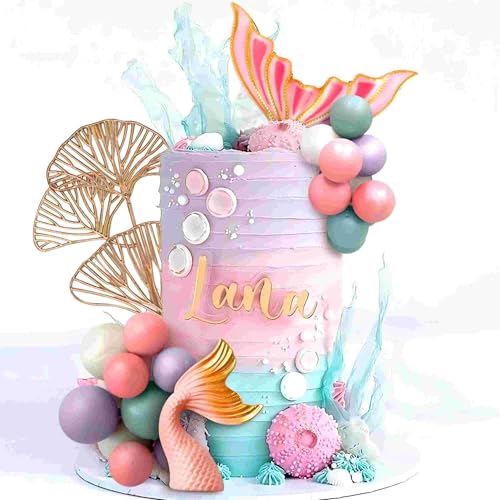 LaVenty Rosa Meerjungfrau Schwanz Kuchen Topper Unter dem Meer Kuchen Dekoration Kugeln Kuchen Topper Meerjungfrau Schwanz Kuchen Topper Meerjungfrau Party Supplies von LaVenty