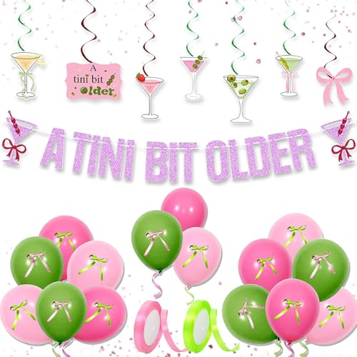 LaVenty Pink A Tini Bit Older Banner Luftballons Martini Bar Party Dekorationen Pink Weenies und Tinis Dekor für Junggesellinnenabschied Martini Geburtstag Dekorationen von LaVenty